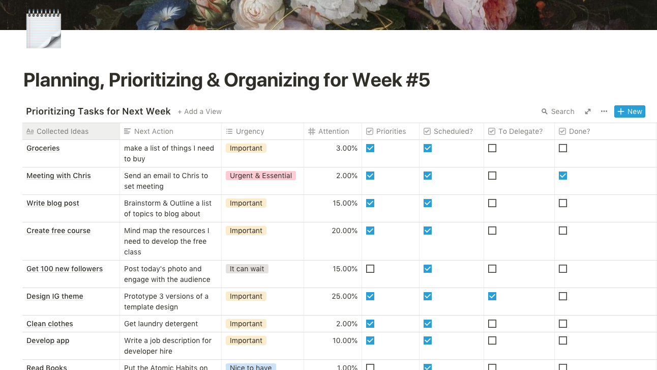Notion Template to organize your week with GTD