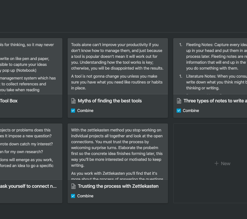 Zettelkasten Cluster in Notion database