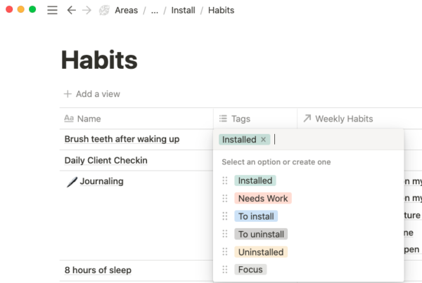Habits Notion